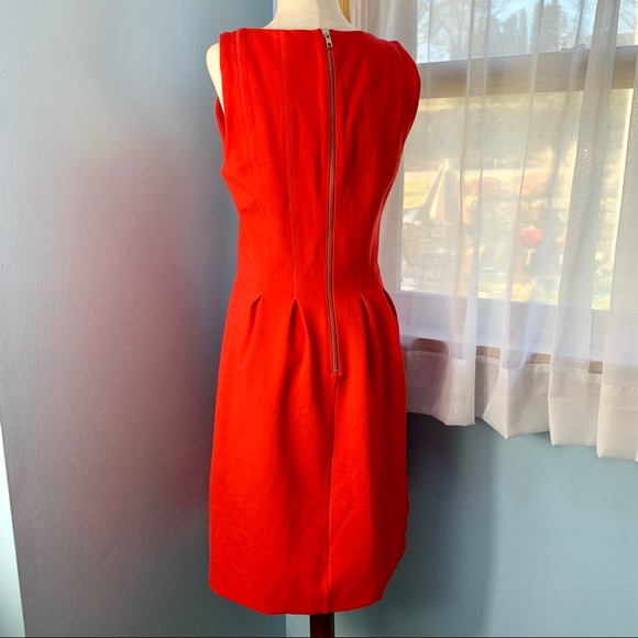 J. Crew Red Pleated Fit and Flare Sleeveless Dress - Picture 5 of 8